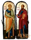 Икона под старину Святые Апостолы Петр и Павел Складень двойной 10x30 см