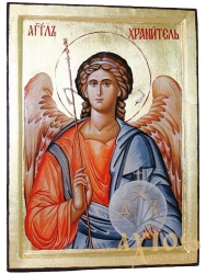 Икона Святой Ангел Хранитель в позолоте Греческий стиль 13x17 см без шкатулки Икона Святой Ангел Хранитель в позолоте Греческий стиль 13x17 см без шкатулки - фото