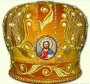 Митра, вышивка на жёлтом бархате